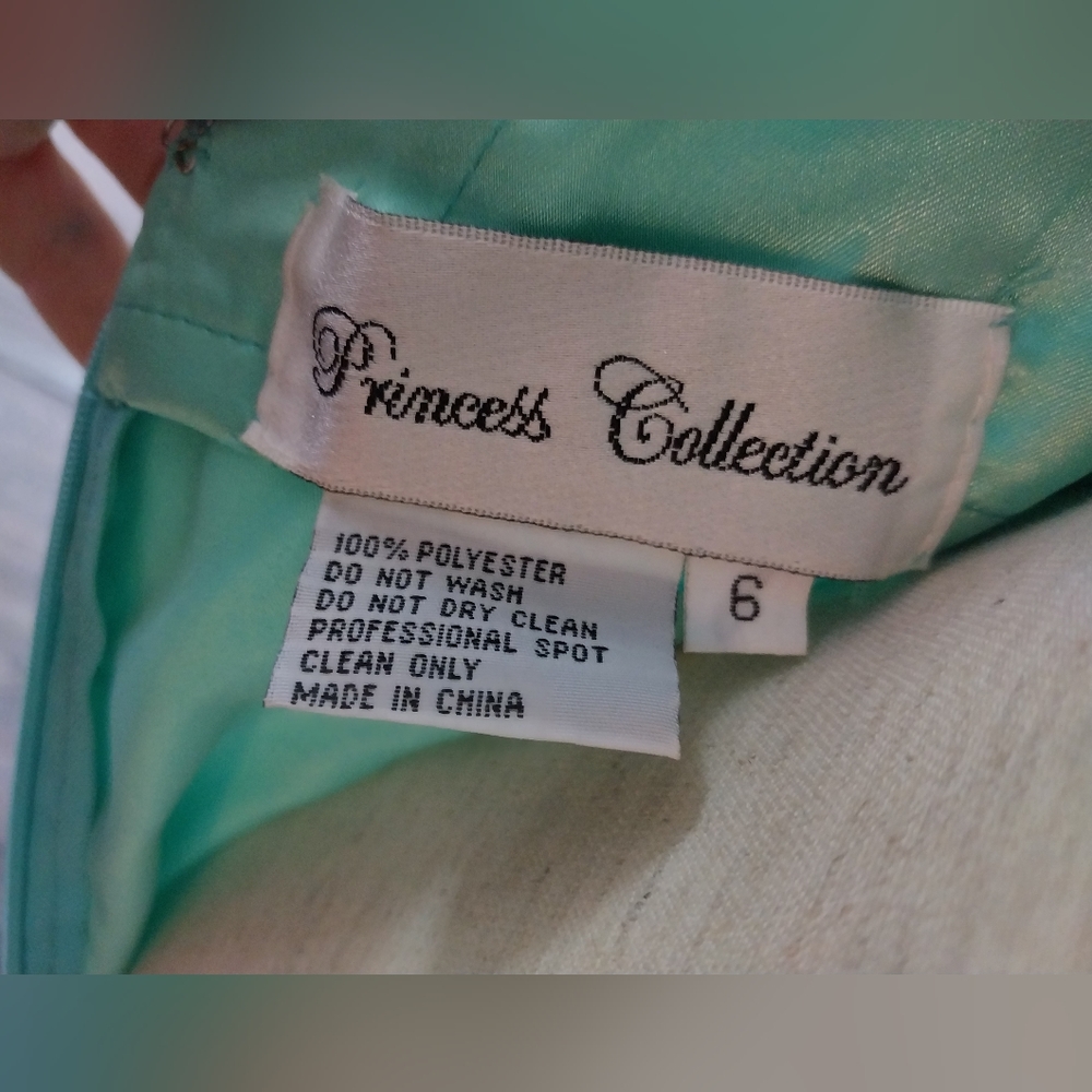 NWT Princess Collection Aqua Marine Beaded Spaghetti Strap Gown Size 6 - Picture 9 of 16